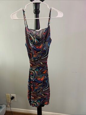 Rumours Swirl Cowl Neck Mini Dress - Strappy Summer Style